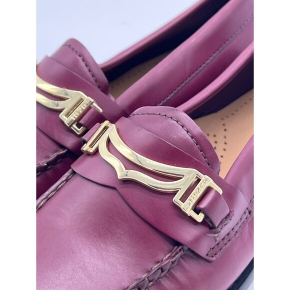G.H. Bass Weejuns Burgundy Leather Womens Loafers Size 6M With Gold Bit Detail - Picture 7 of 13